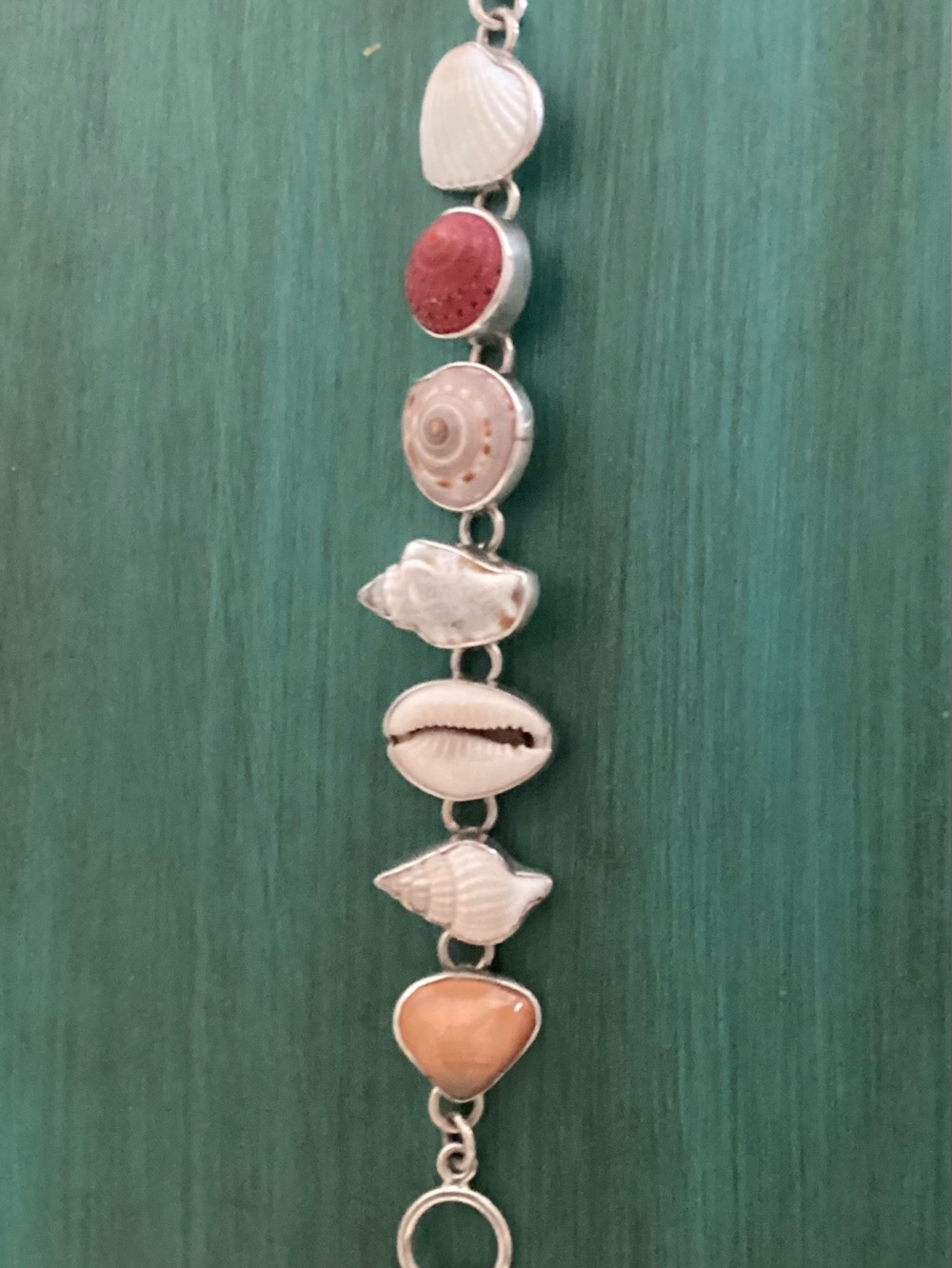 Charles Albert Sterling Silver Link Bracelet with Sea Shell Accents